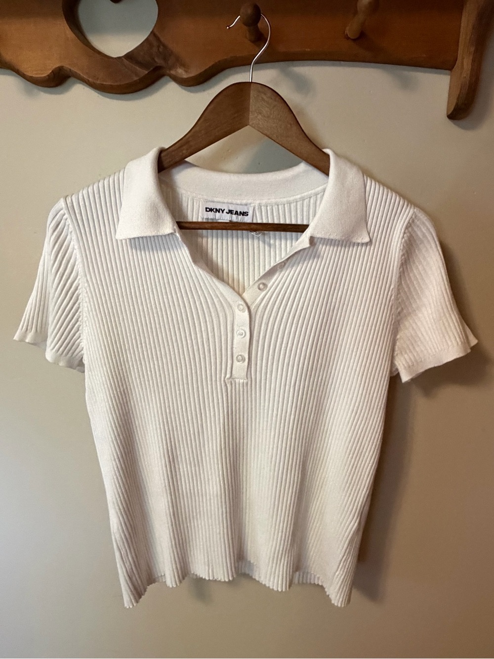 Y2K Stretchy Rib-Knit DKNY Shirt